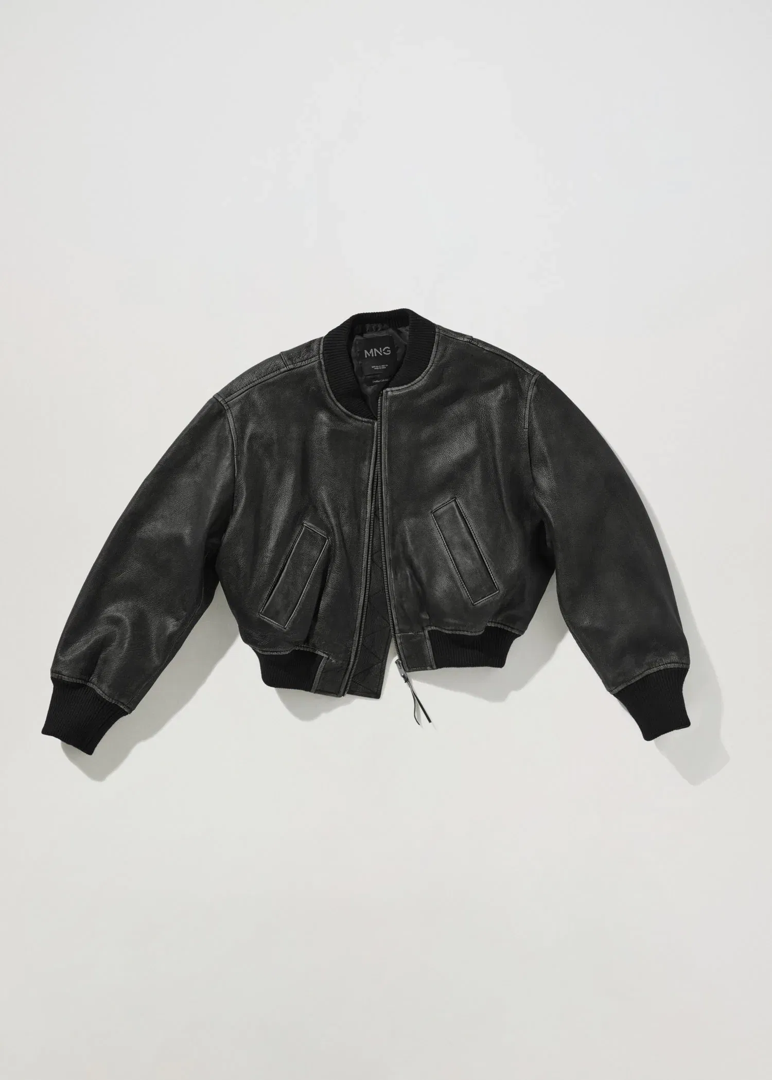 Black Leather Studded Bomber Jacket - Maker of Jacket