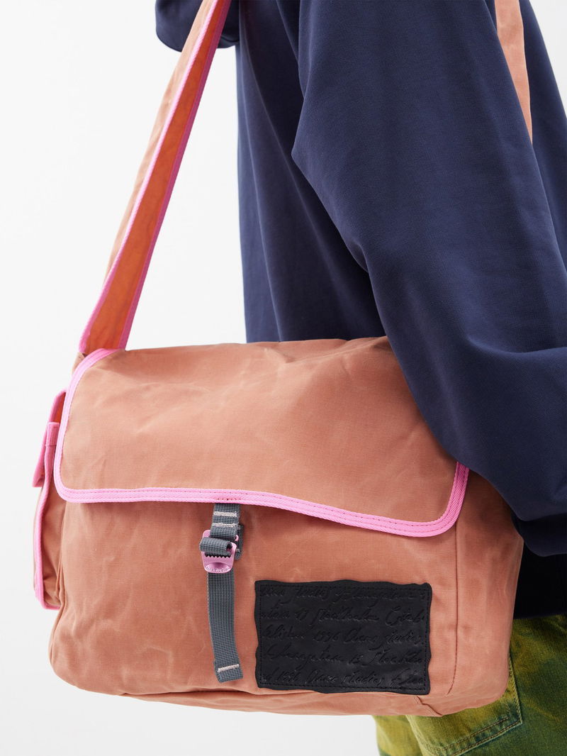 ACNE STUDIOS Andemer WaxedCotton CrossBody Bag in Pink Endource