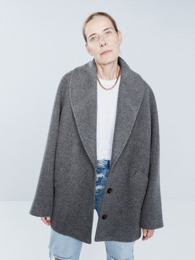 raey shawl collar wool blend short coat
