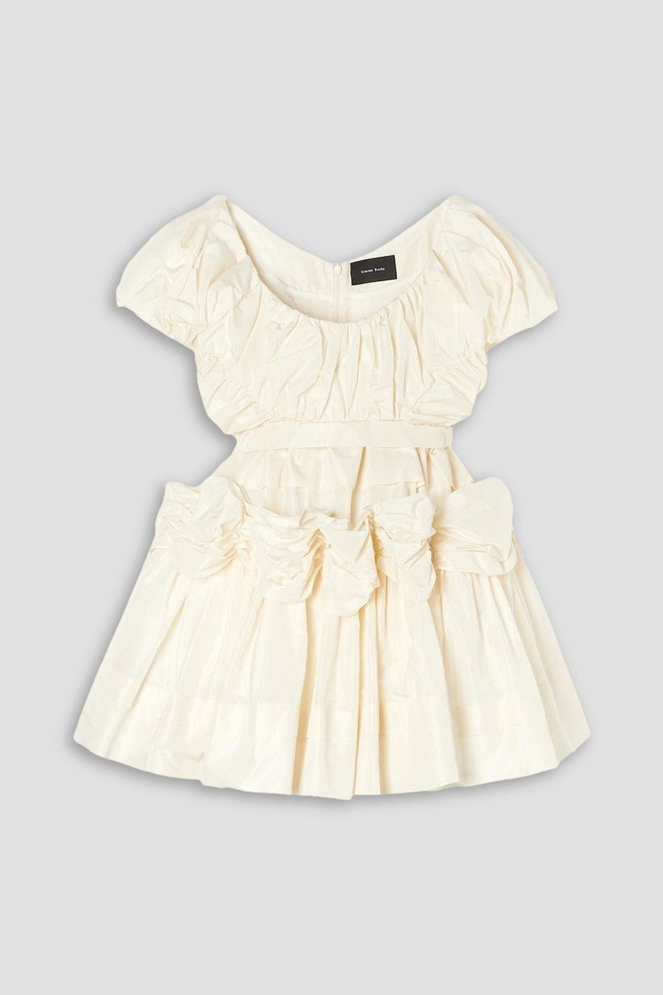 SIMONE ROCHA Ruched Gathered Taffeta Mini Dress in White | endource