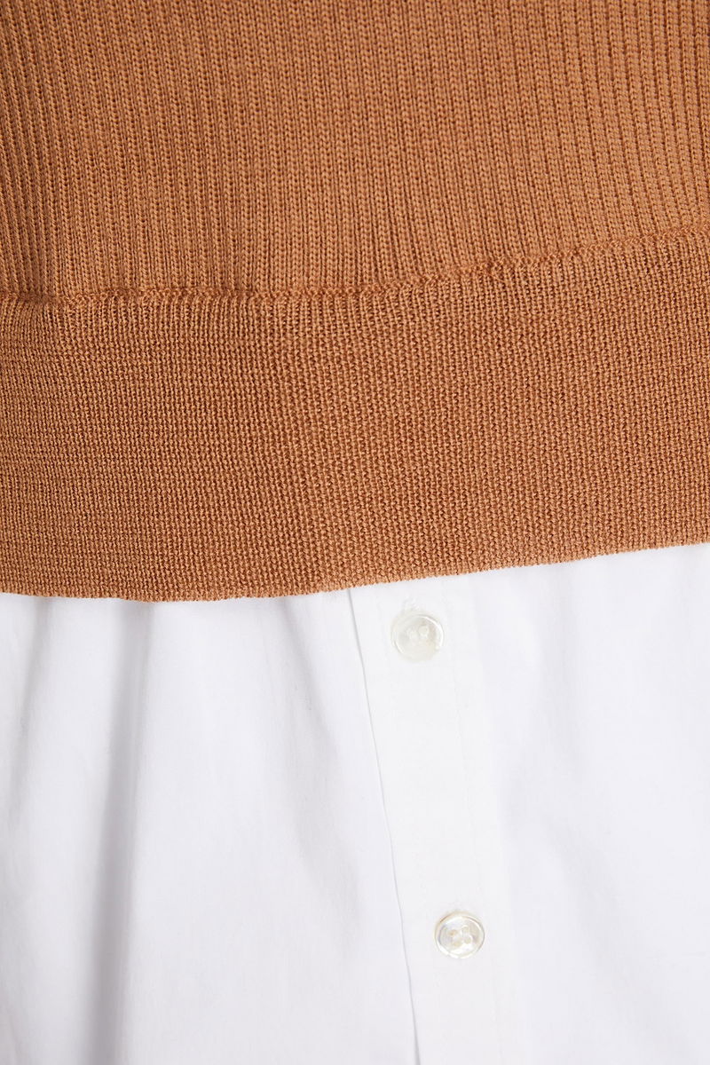 VERONICA BEARD Rocha poplin-paneled merino wool sweater