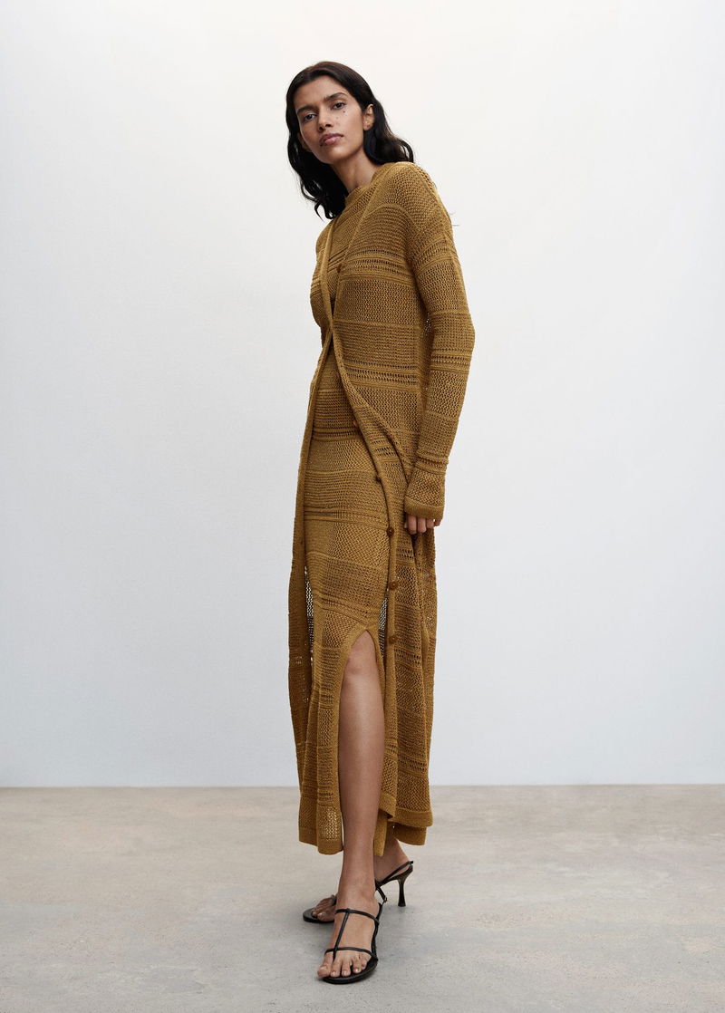 MANGO Knitted Dress With Open Back | endource