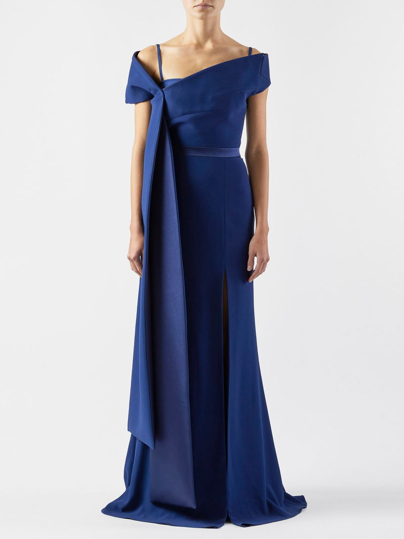 ALEXANDER MCQUEEN Side-Slit Off-The-Shoulder Gown | endource