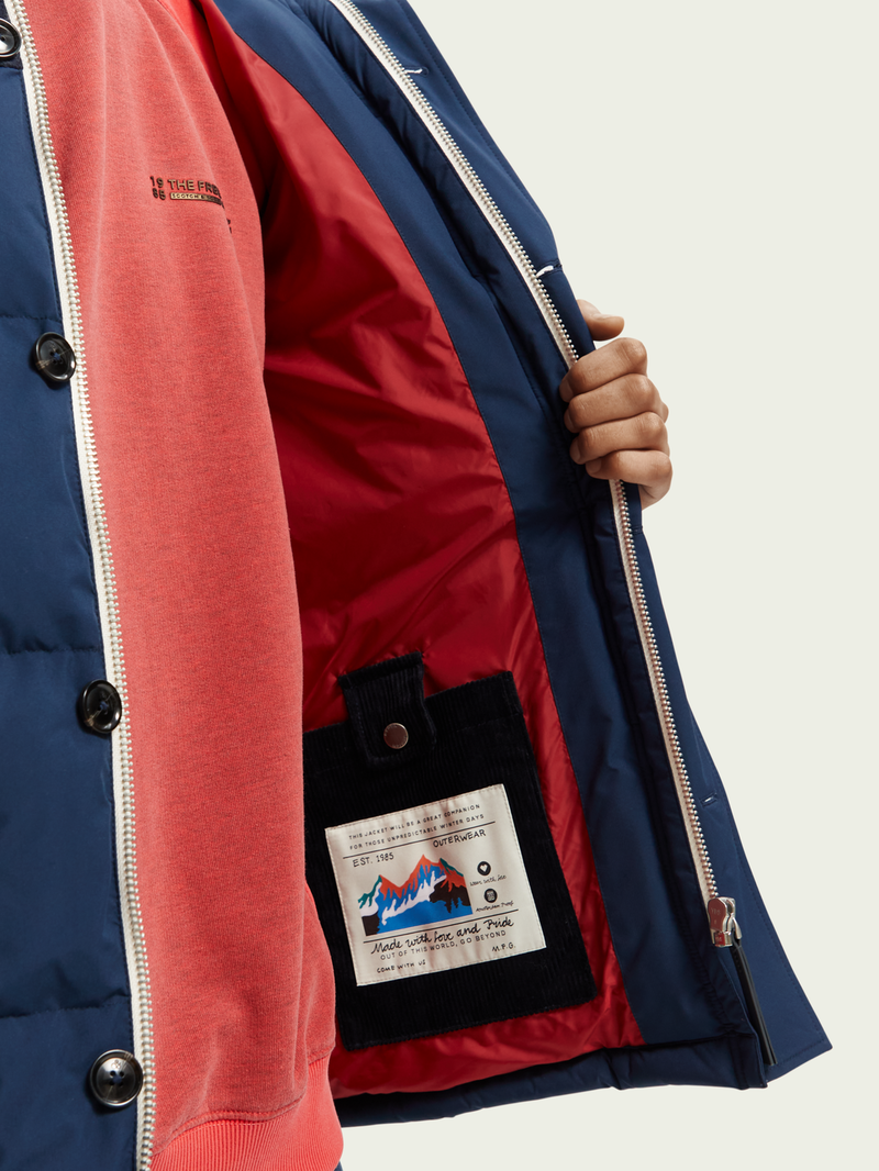 SCOTCH SODA Check-Panelled Puffer Jacket endource