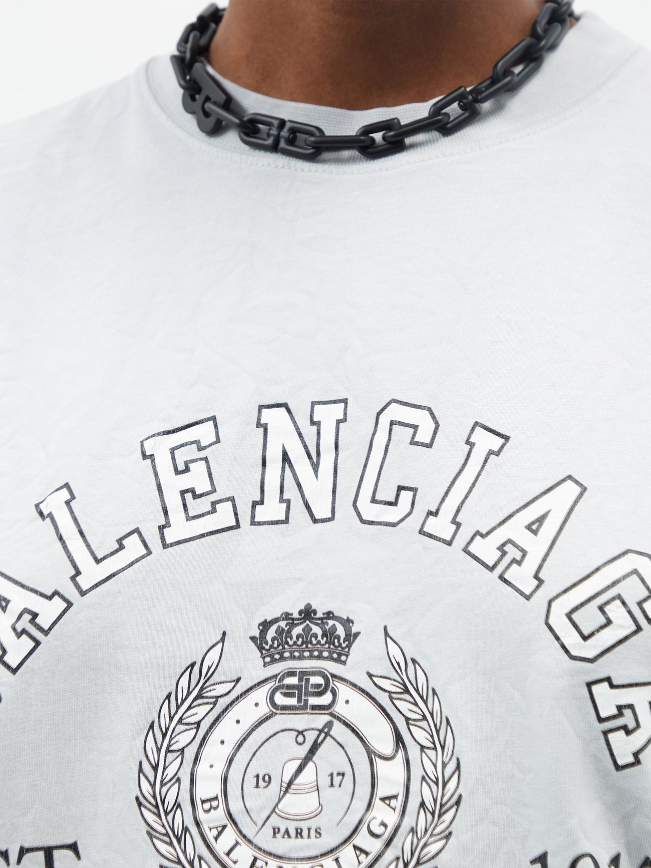 BALENCIAGA College 1917 Paris-Logo Cotton-Jersey T-Shirt | endource