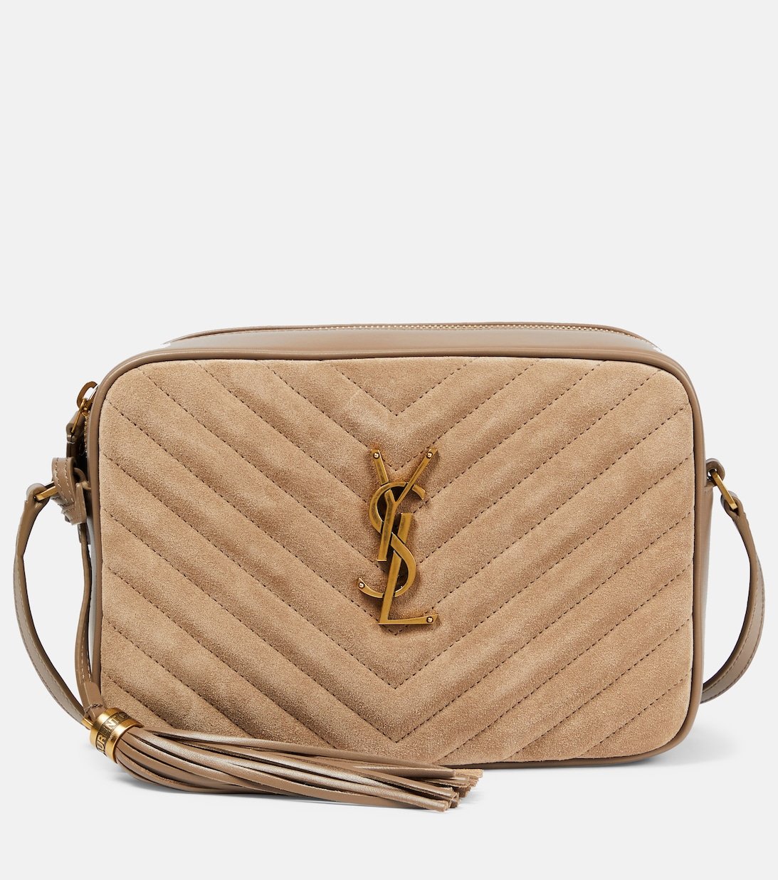 Lou Quilted Suede Camera Bag in Brown - Saint Laurent