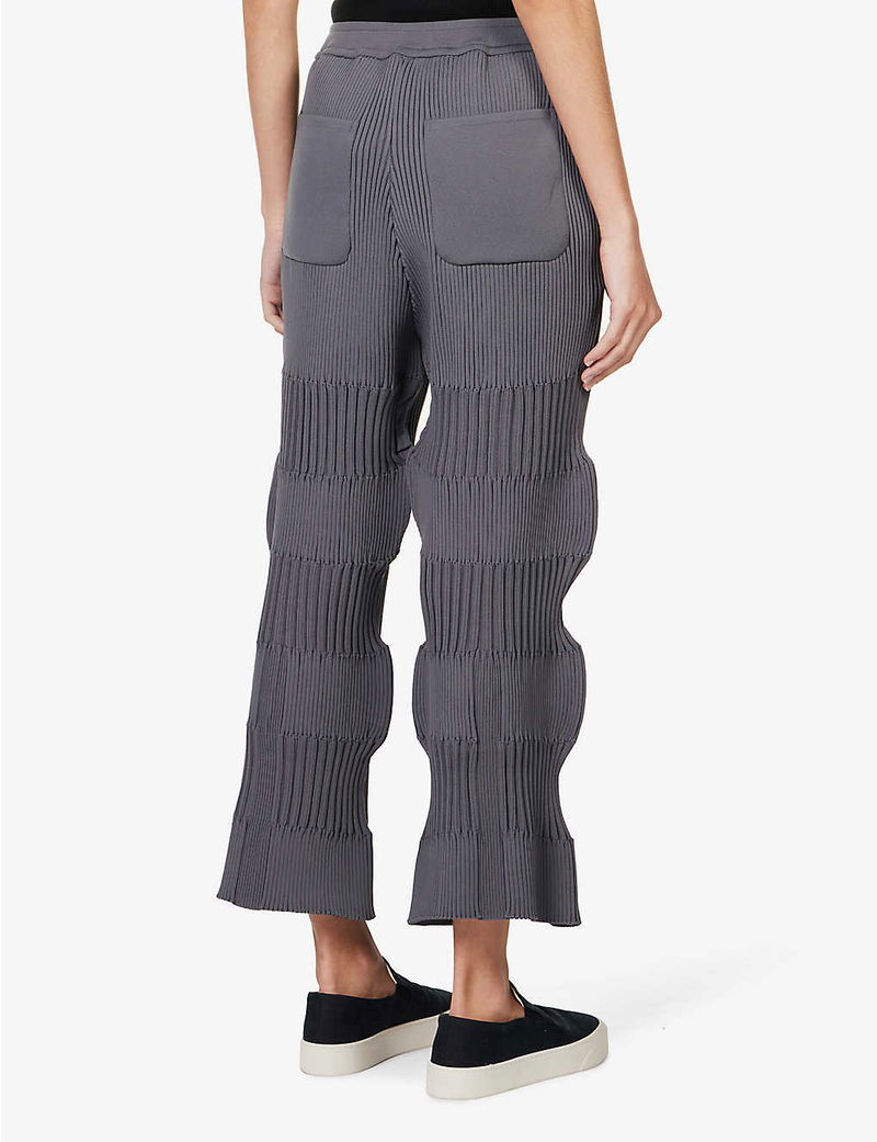 CFCL Fluted Cropped Wide-Leg Mid-Rise Recycled-Polyester Trousers 