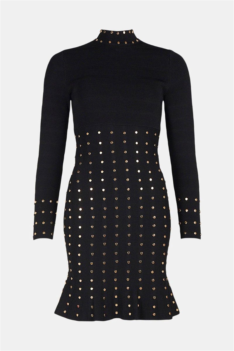 Petite Knitted Dress With Stud Detailing