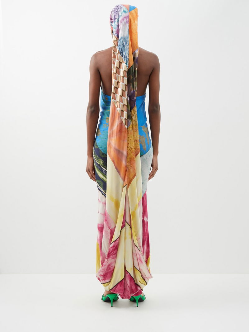 CONNER IVES Patchwork Silk-Blend Halterneck Dress | endource