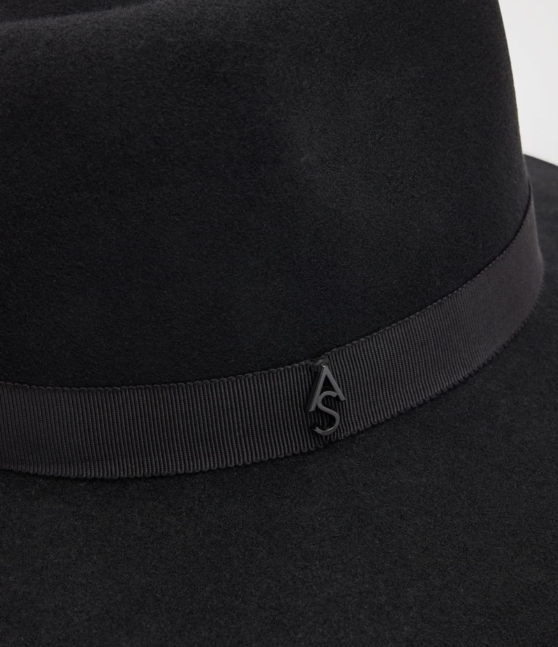 All Sants Annie  black wool hat fedora OS ALLSAINTS Annie Wool Fedora | endource main image 3