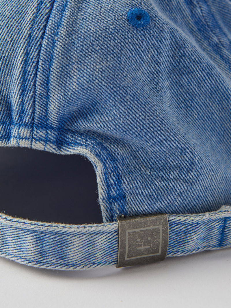 ACNE Studio Cunov  Blue Denim Cap with Rhinestone Accents ACNE STUDIOS Cunov Crystal-Embellished Denim Baseball Cap  main image 2