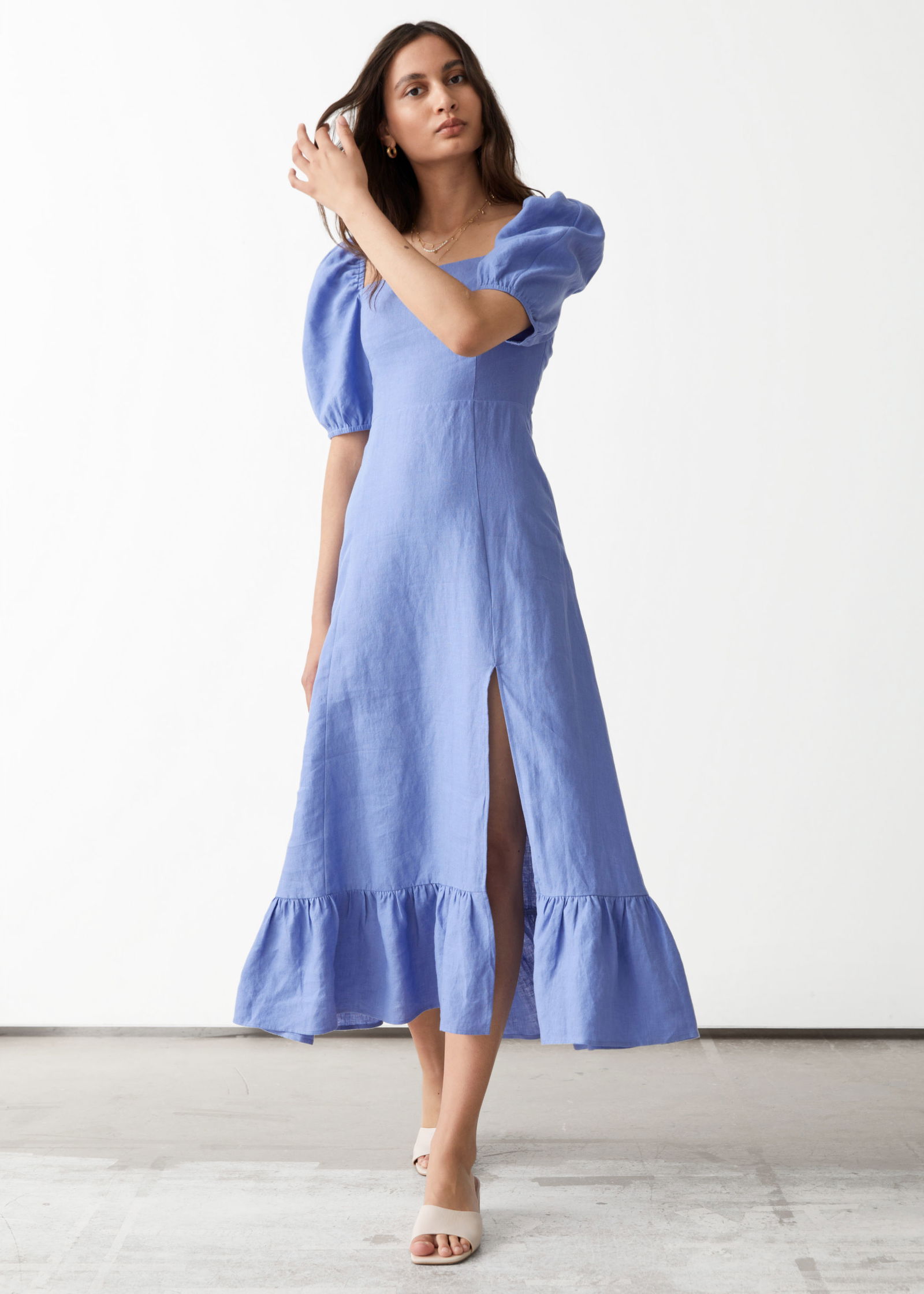dusty blue flowy dress DÔEN Women's Ashlynn Floral Cotton Midi-Dress - Sunshine Prairie Rose main image 1