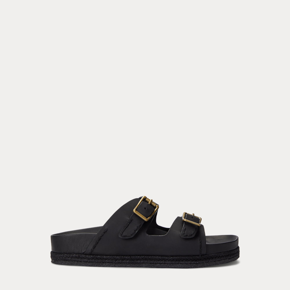 POLO RALPH LAUREN Turbach Leather Sandal in Black | Endource