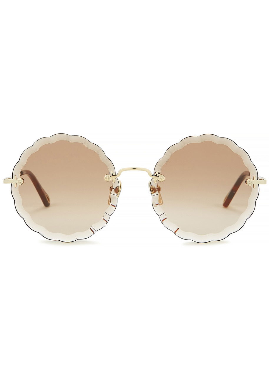 CHLOÉ Rosie Scalloped Round-Frame Sunglasses | endource display picture 3