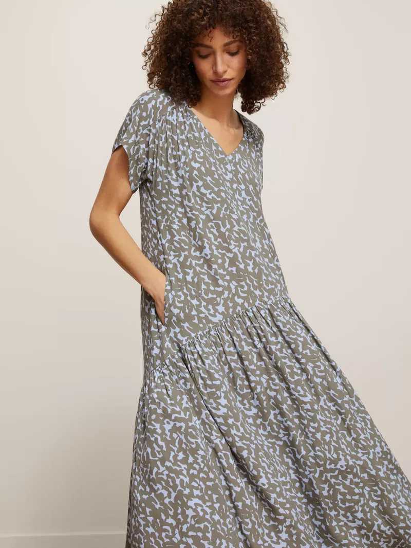 MODERN RARITY Brush Mark Print Tiered Dress | Endource