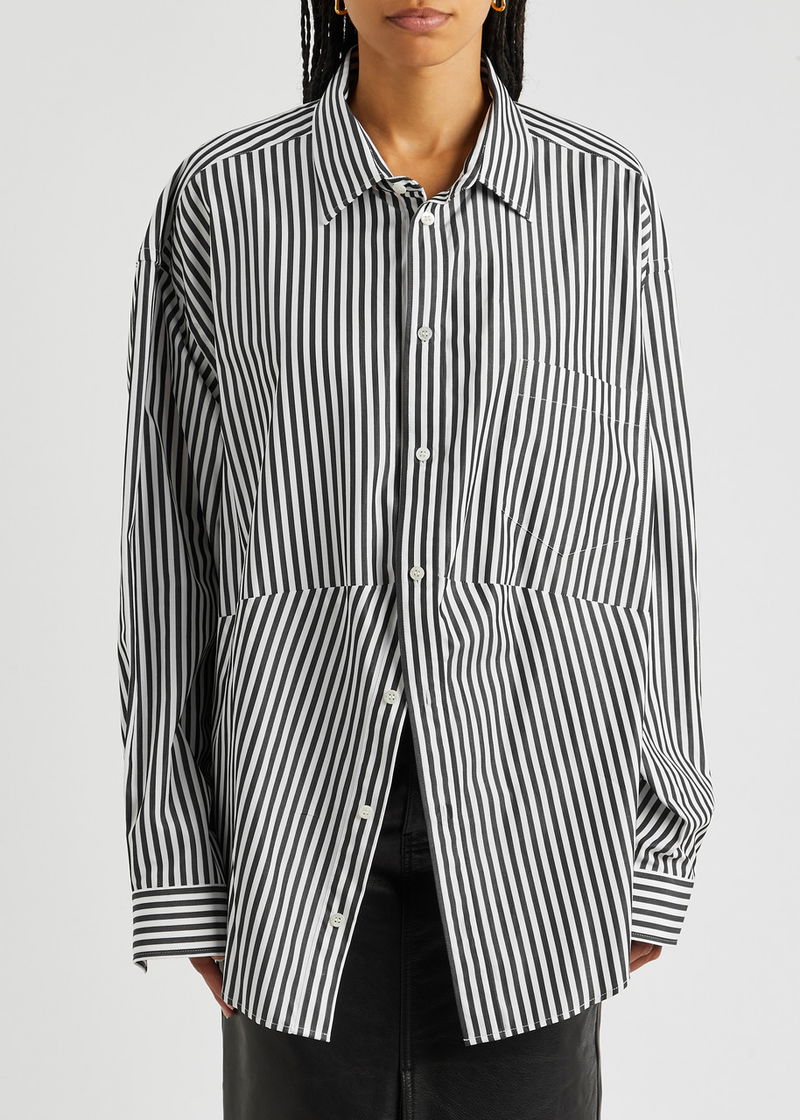 BALENCIAGA Swing Striped Cotton-Poplin Shirt endource