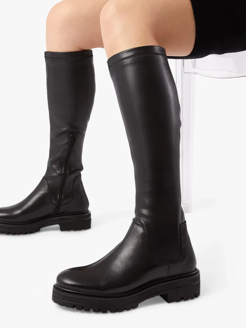 Dune London Tyren Leather Knee High Boots endource