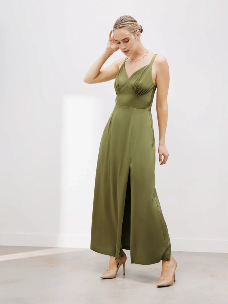 Sage Green Charlotte Satin Maxi Dress, WHISTLES