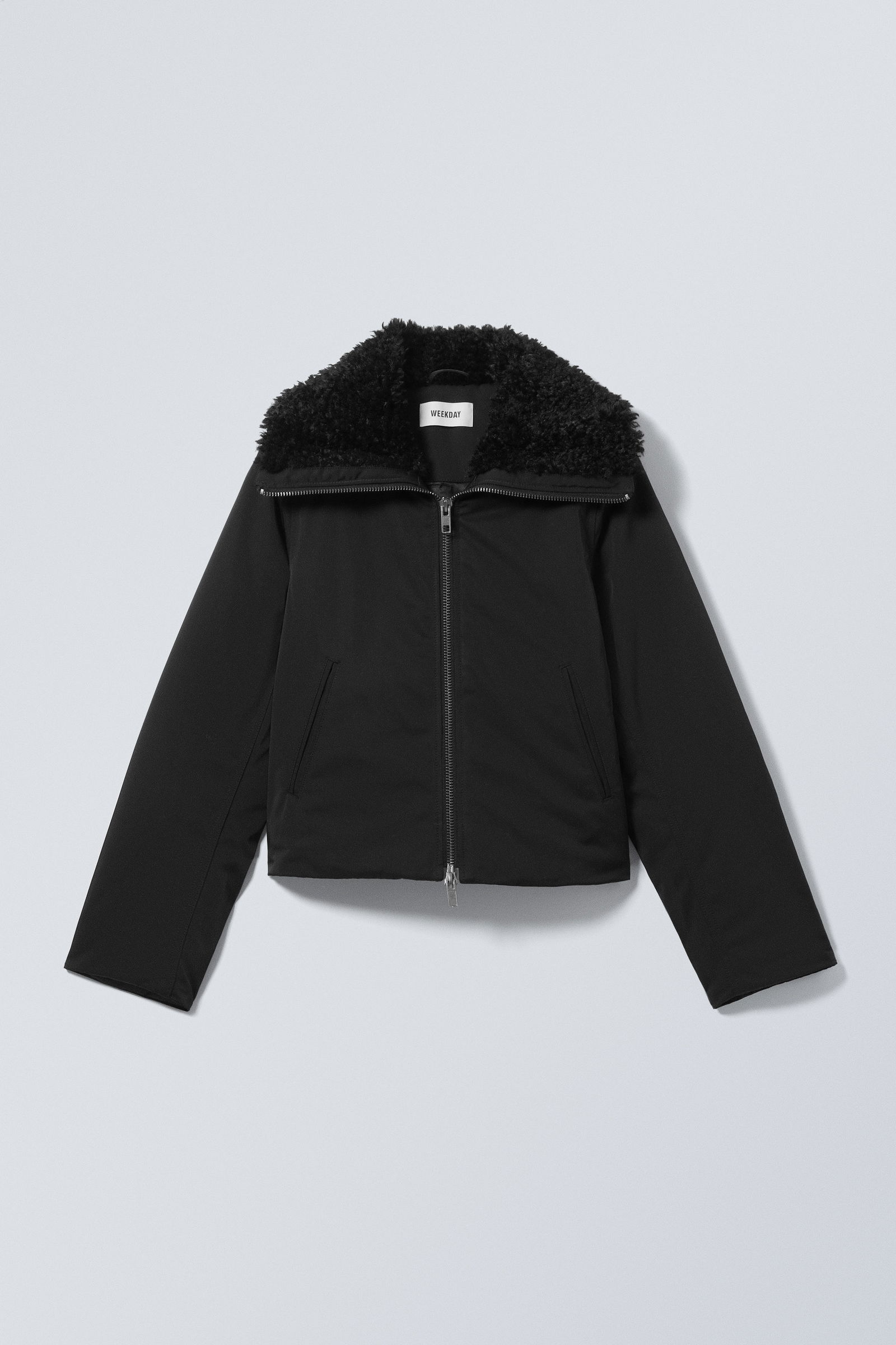 Fl Black Short Puffer Fur Collar Jacket main image 1