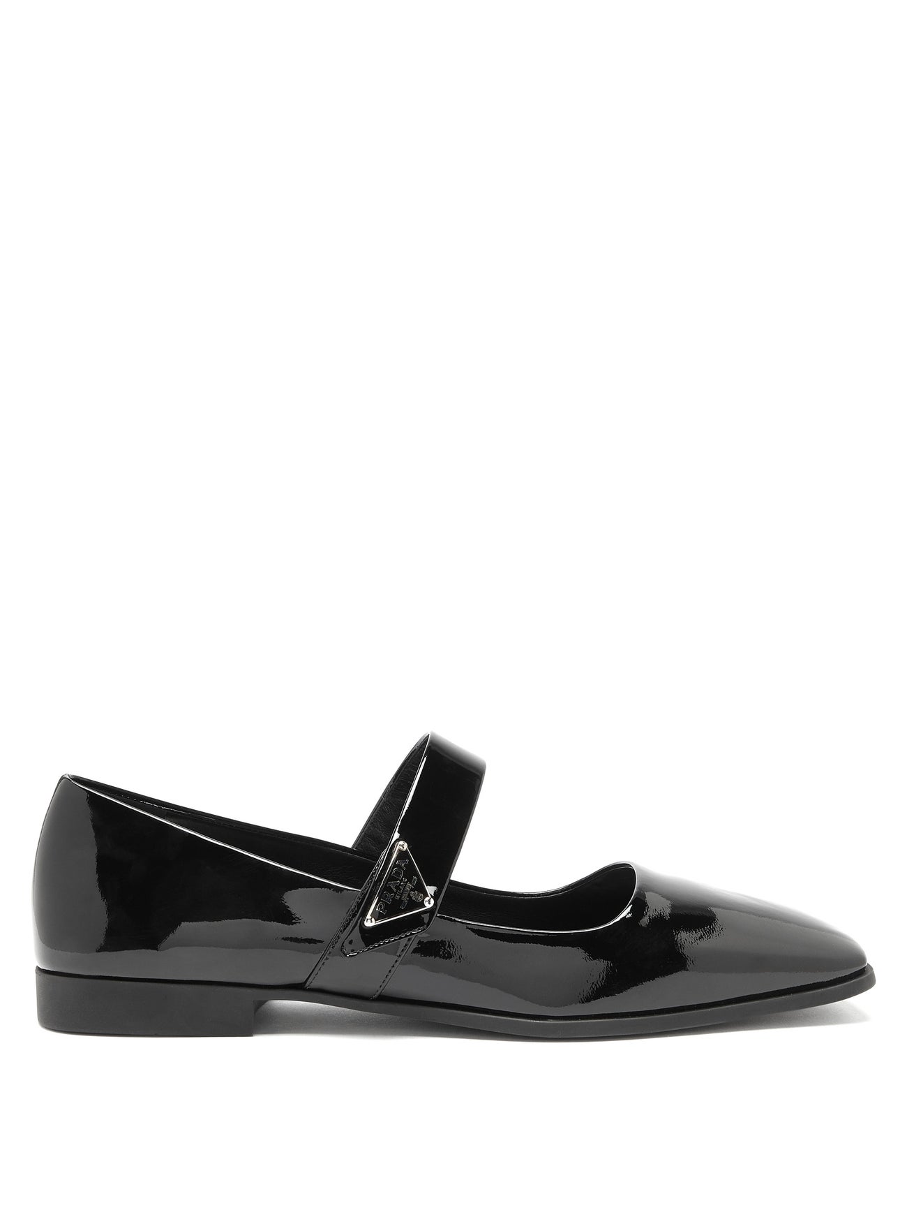 PRADA Square-Toe Patent-Leather Mary Jane Flats | endource