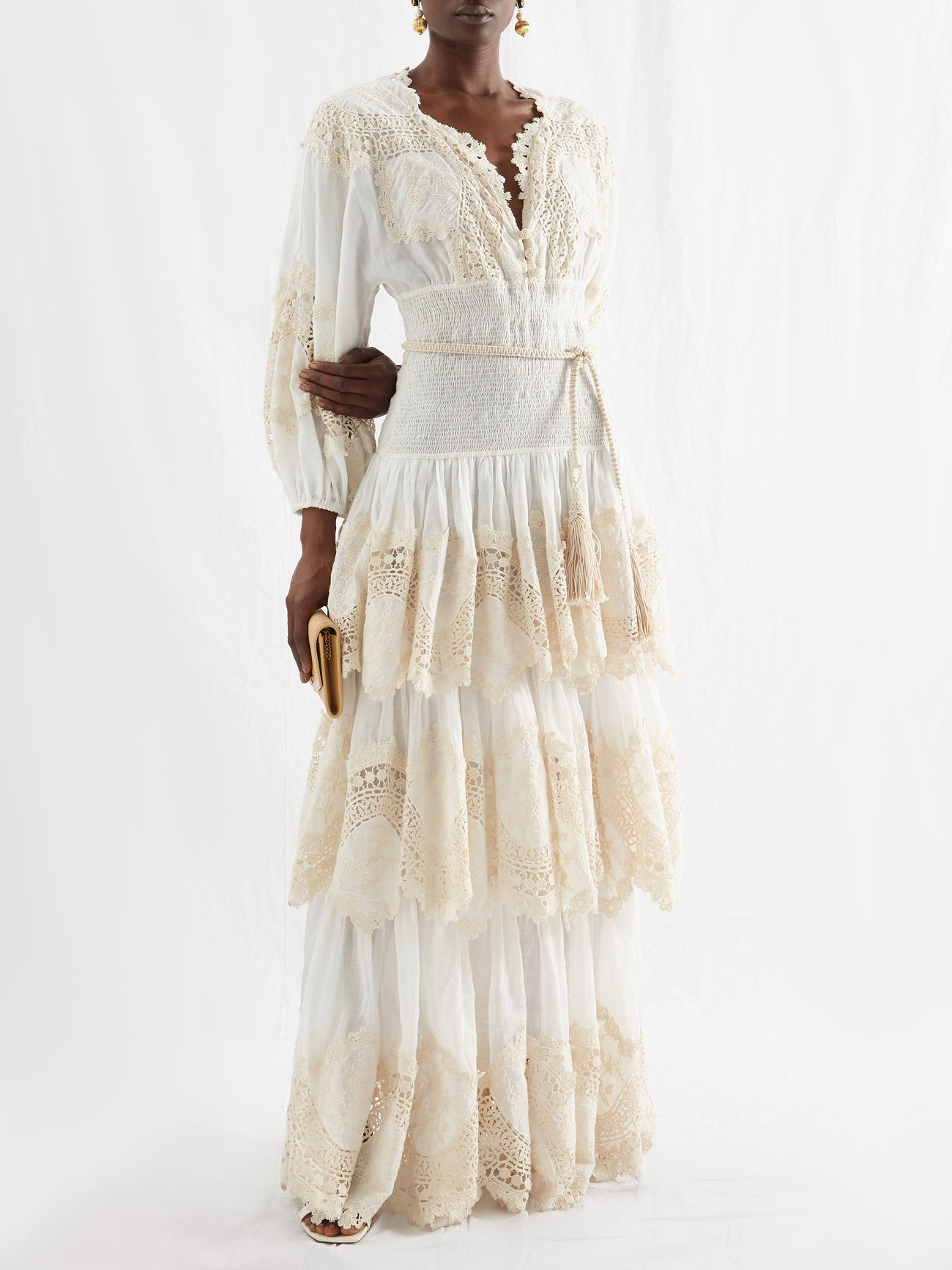 knee length dresses for ladies Zimmermann Crush Embellished Maxi Dress