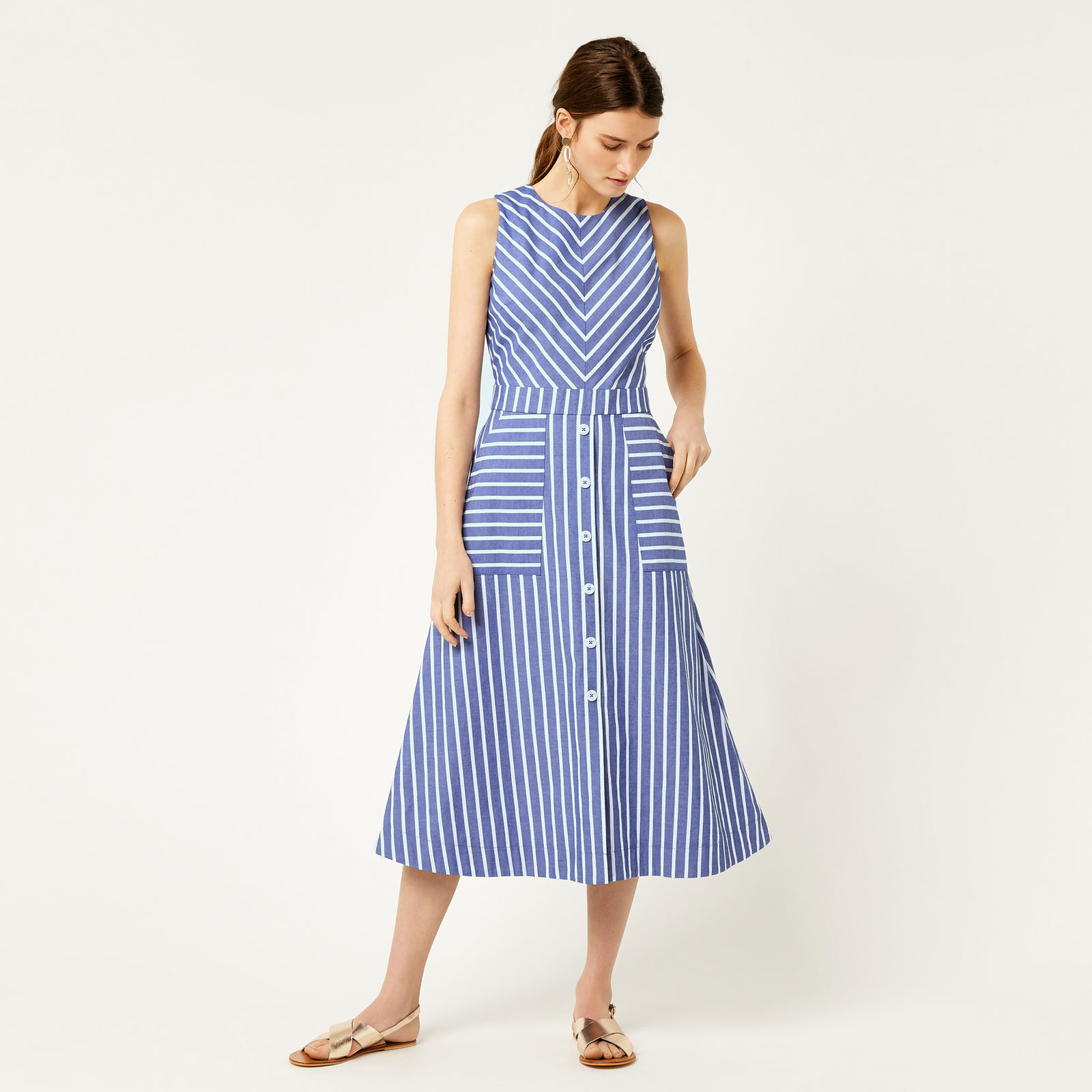 warehouse chevron stripe midi dress WAREHOUSE Chevron Stripe Midi Dress
