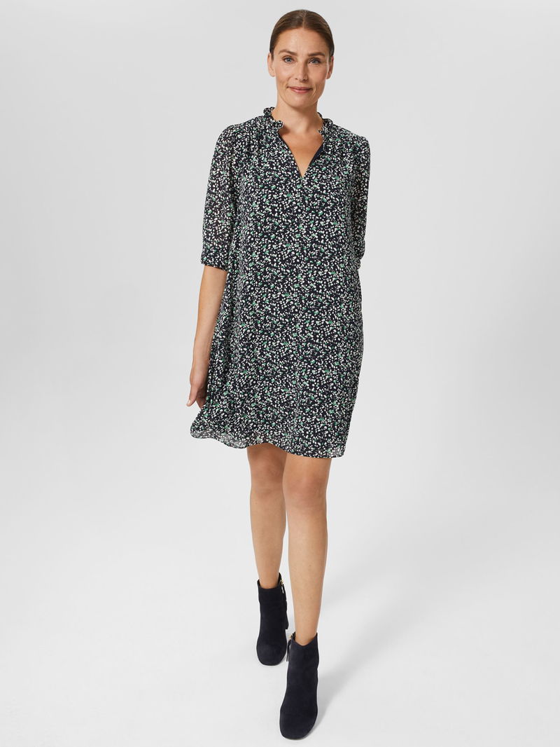 HOBBS Stefania Spot Tunic Dress in Navy Multi | Endource