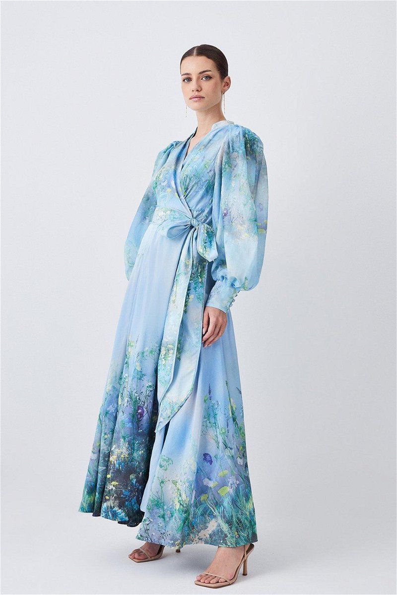 Lydia Millen Silk Cotton Scenic Floral Strappy Maxi Dress | Karen Millen