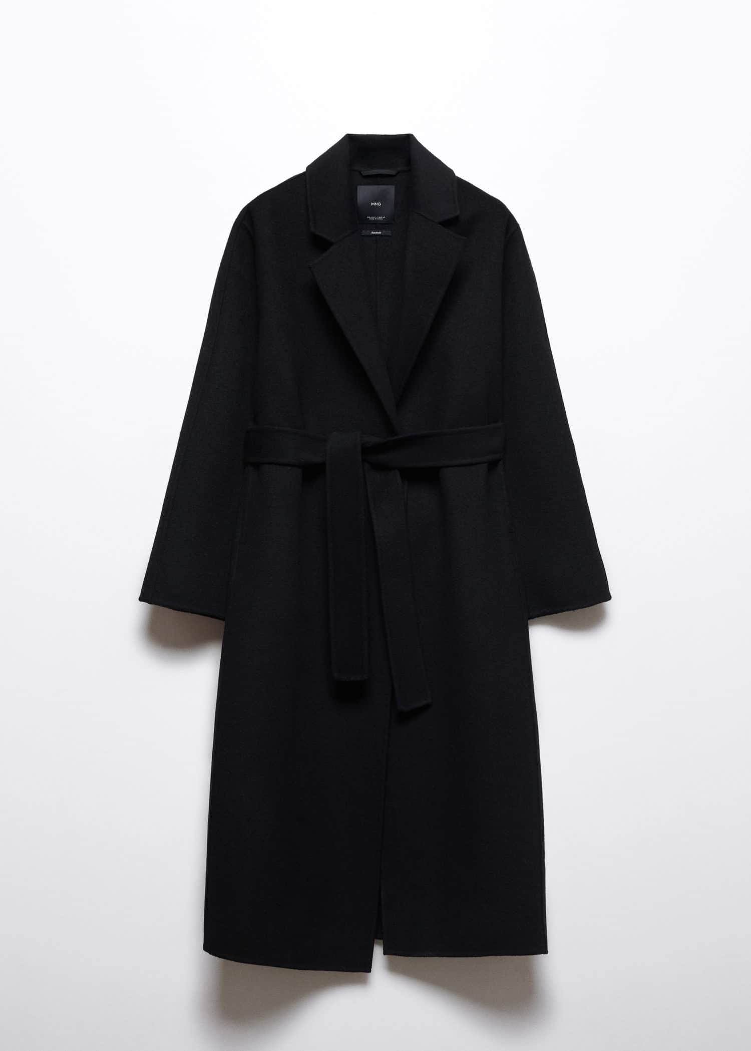 MANGO Belt Handmade Coat in Black Endource