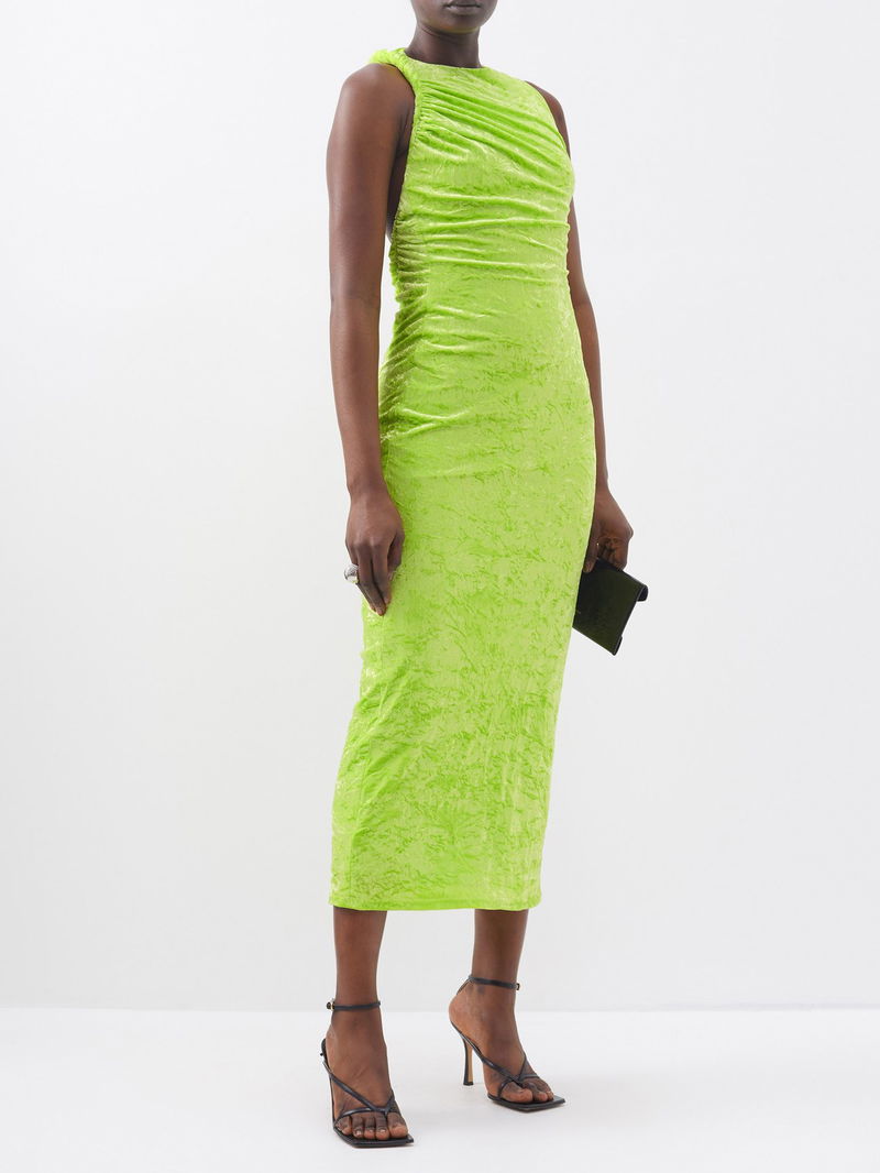 camila broderie asymmetric hem dress Versace Asymmetric Hot Pink Velvet Minidress