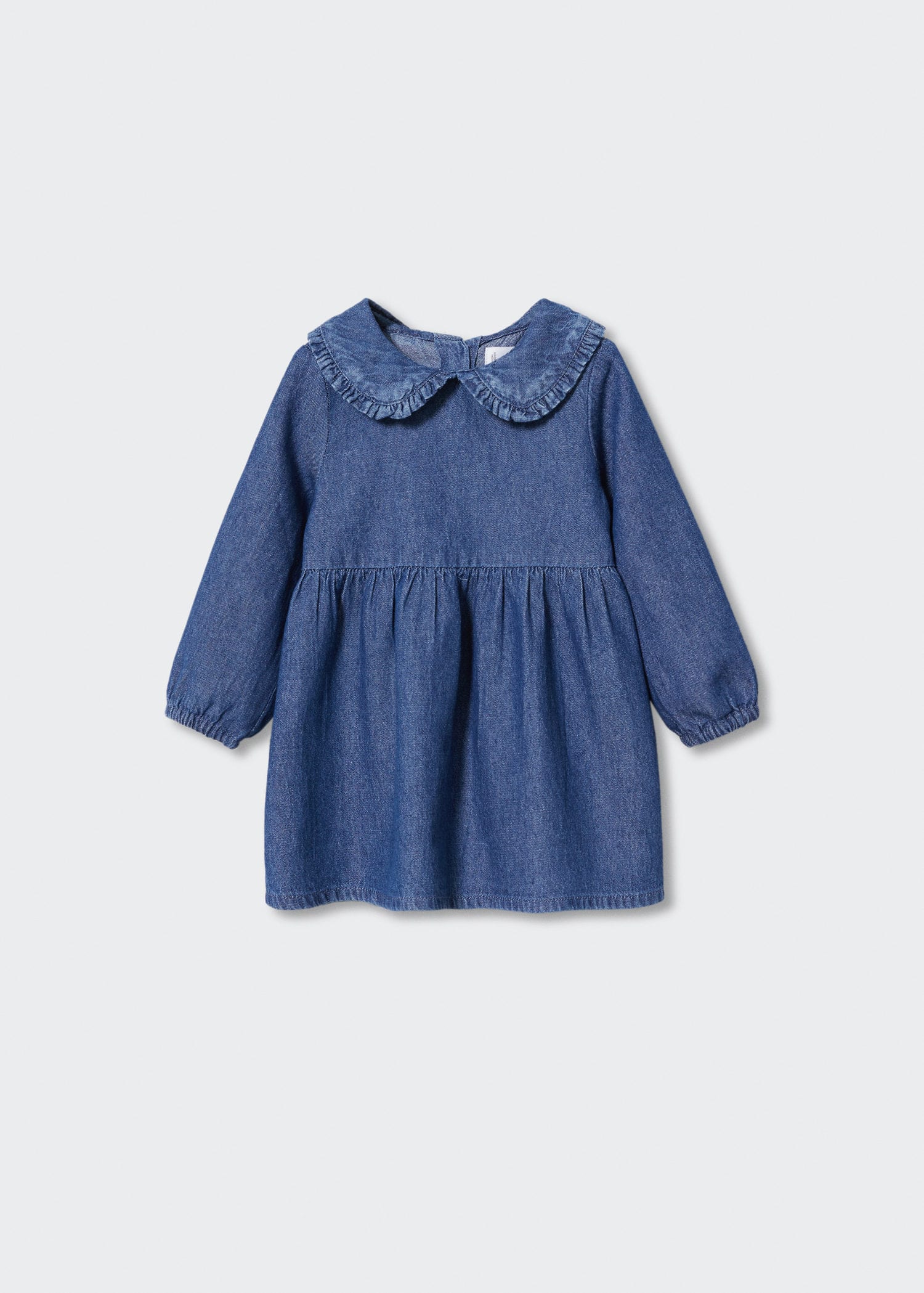 MANGO Baby Doll Neck Denim Dress in Medium Blue Endource