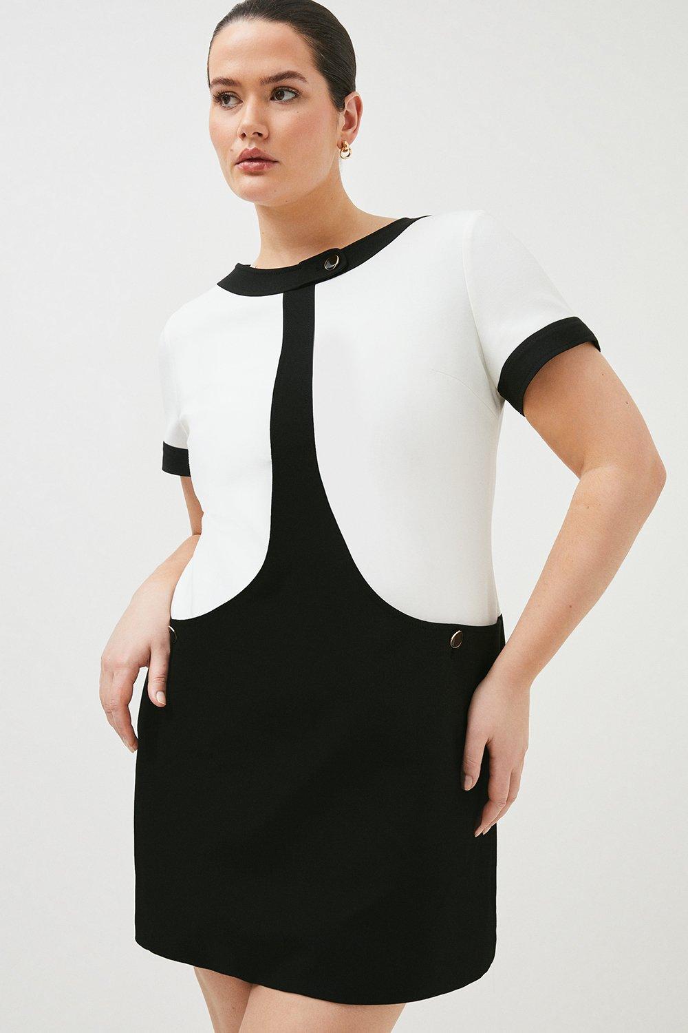 KAREN MILLEN Curve Compact Stretch Panelled A Line Dress Endource