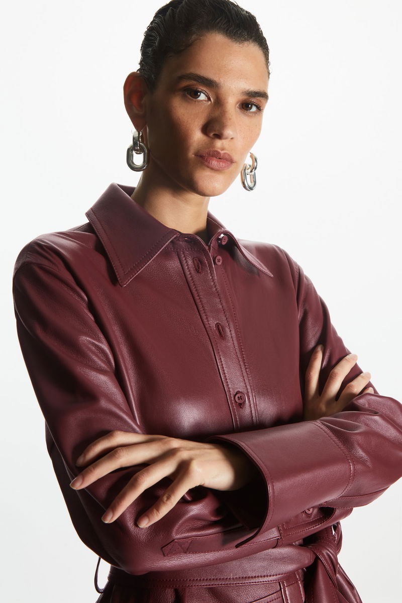 COS Belted Leather Midi Shirt Dress | endource