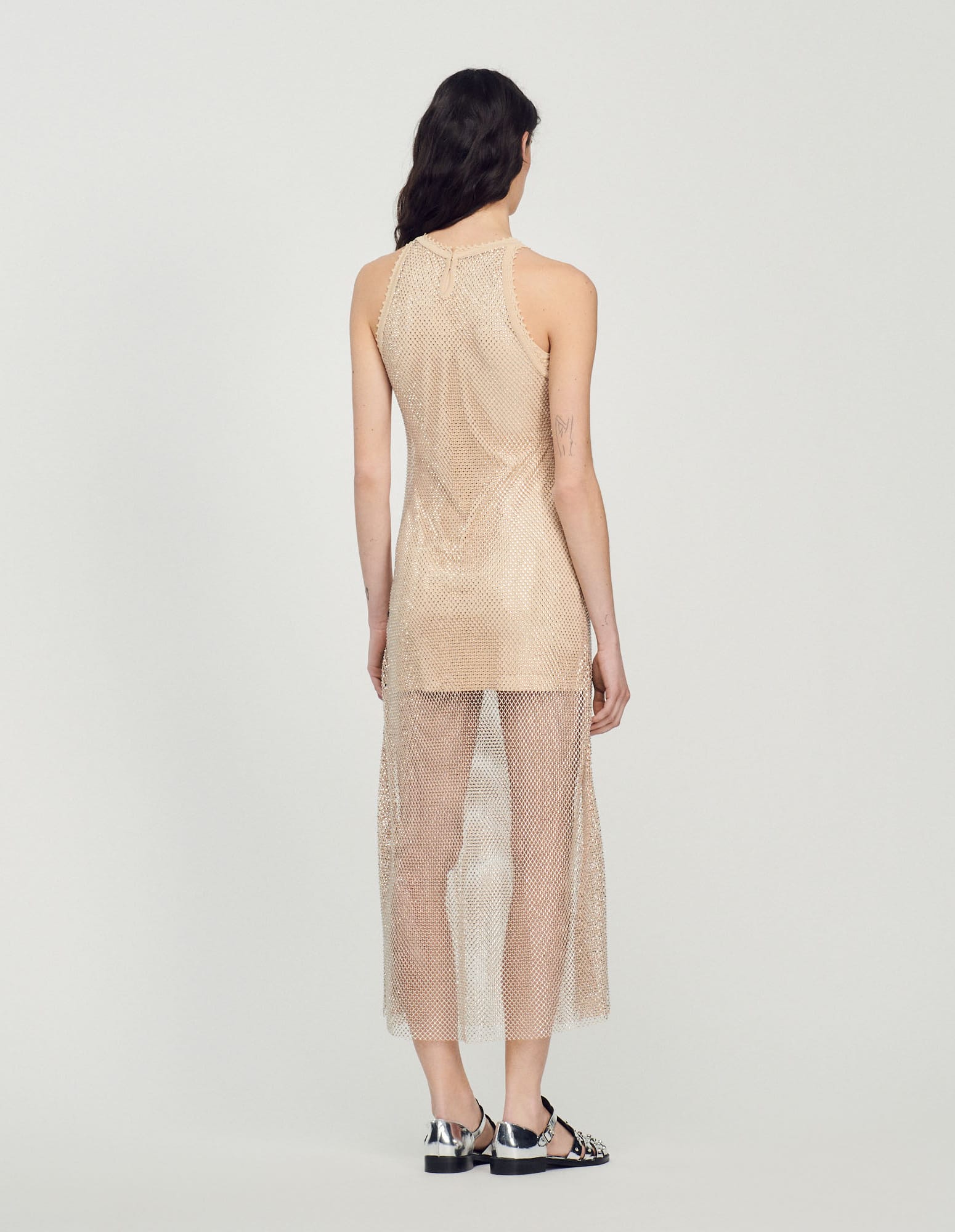SANDRO Long Shiny Mesh Dress | endource