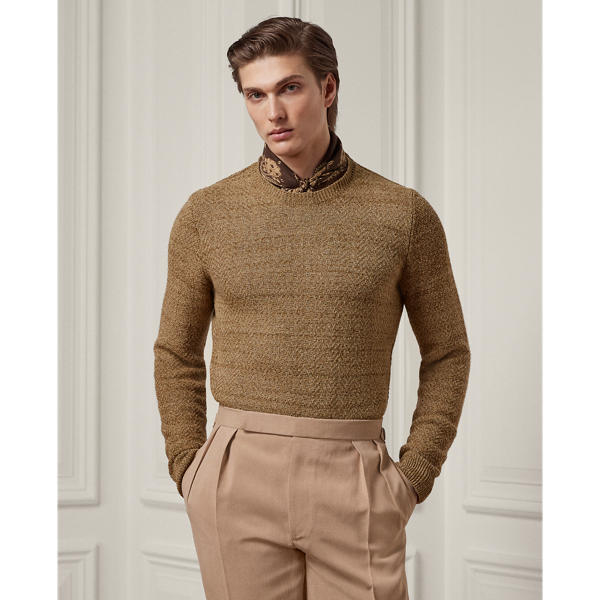 RALPH LAUREN PURPLE LABEL Textured Silk-Linen Crewneck Jumper