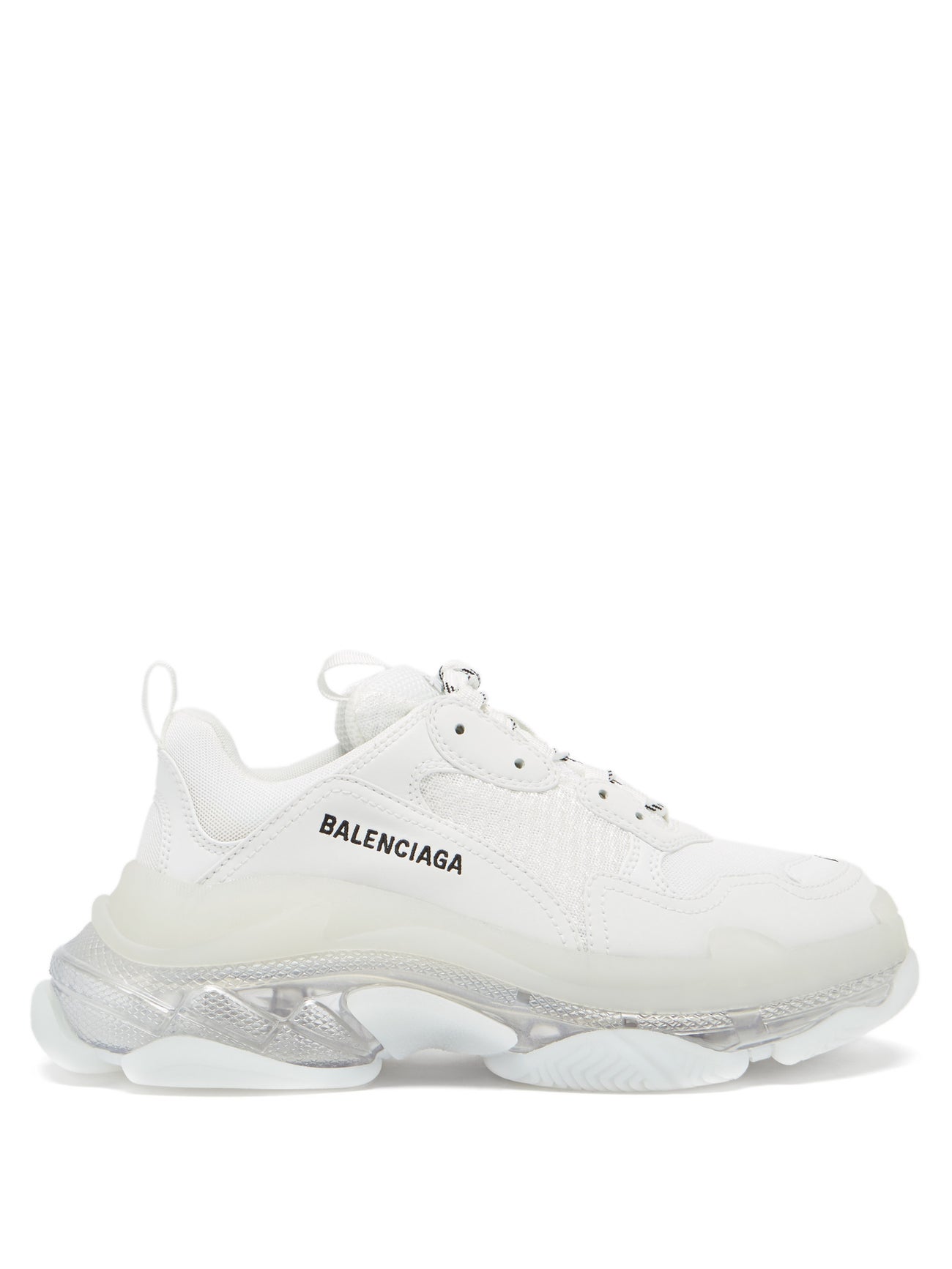 BALENCIAGA Triple S Leather And Mesh Trainers in White | Endource