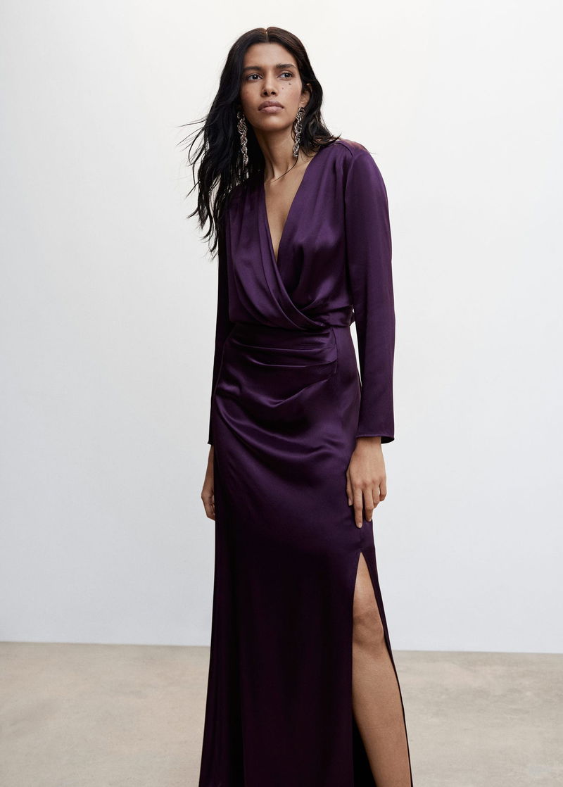 mango wrapped satin dress MANGO Wrapped Satin Dress