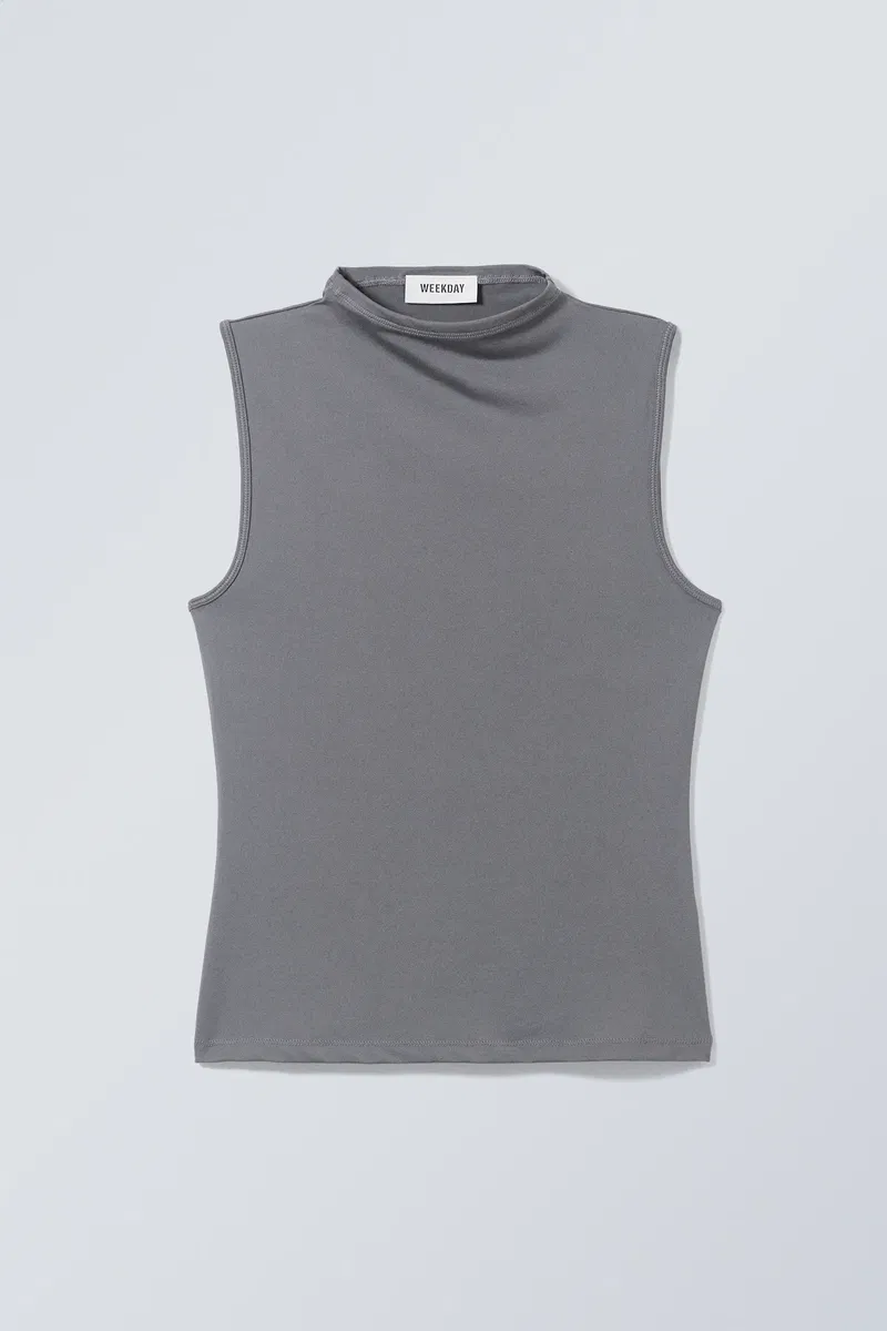 Fitted Sleeveless Mock-Neck Top