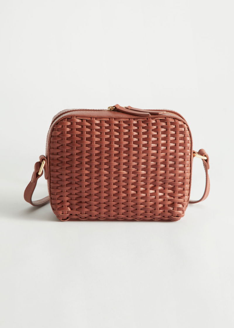 Mint Woven Leather Crossbody Bag