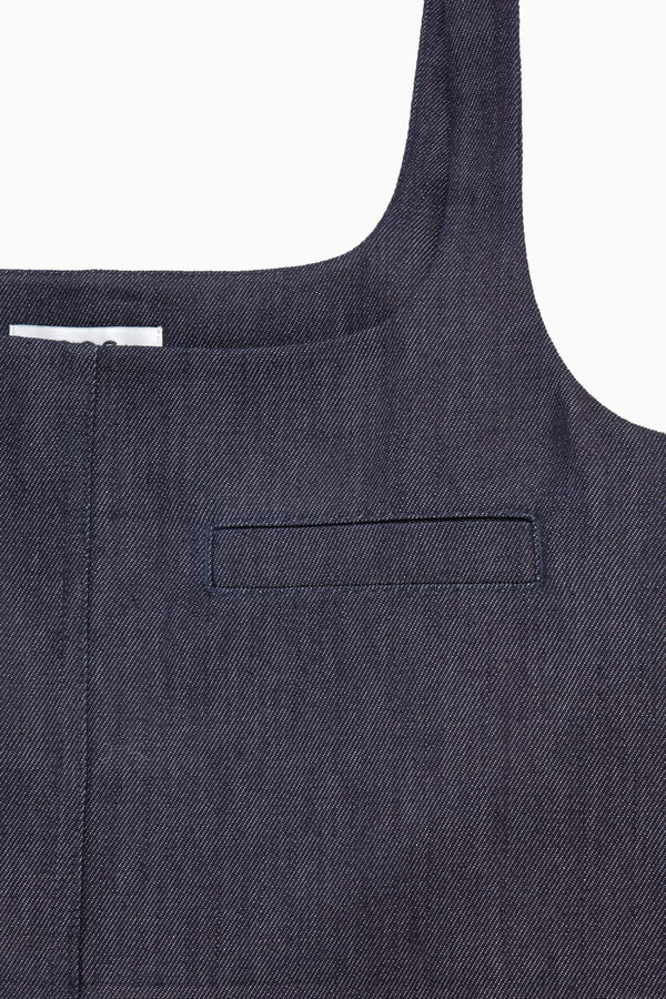 Bow-Shoulder Square Neck Denim Mini Dress main image 0