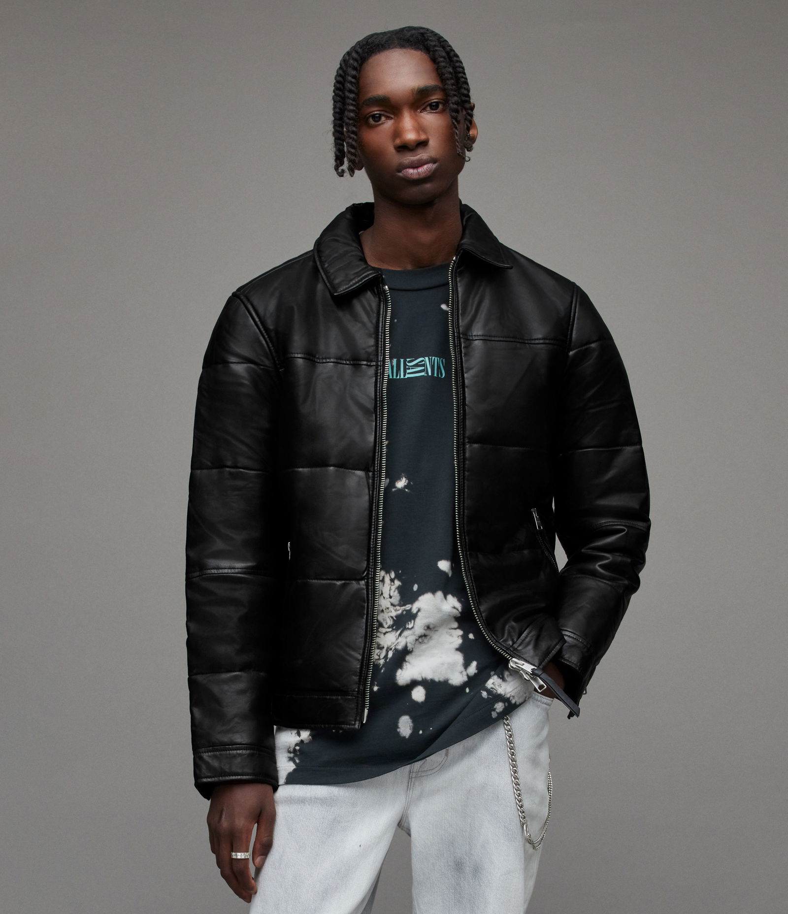 ALLSAINTS Cobb Leather Puffer Jacket endource