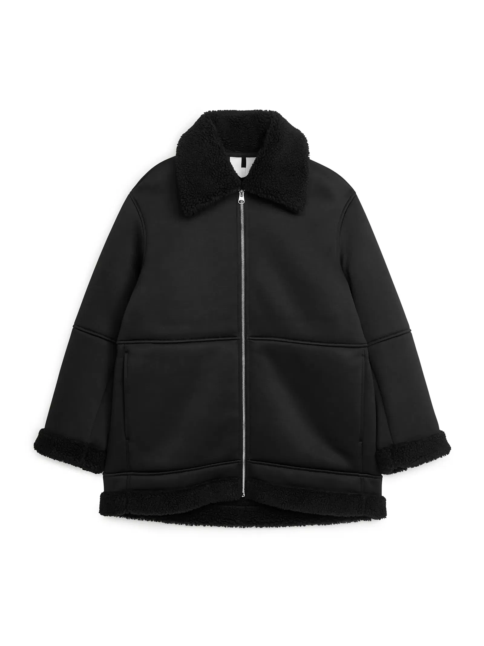 ARKET Oversized Pile Jacket in Black Endource