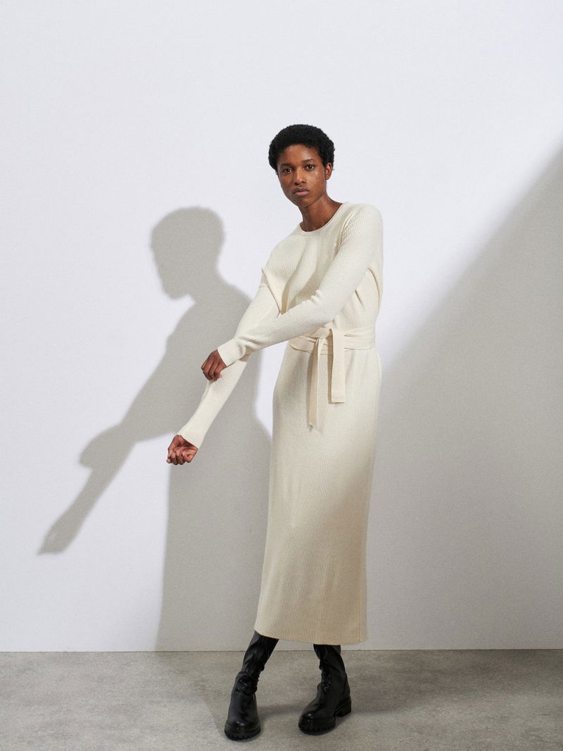 RAEY Recycled-Cashmere Blend Belted Dress | endource