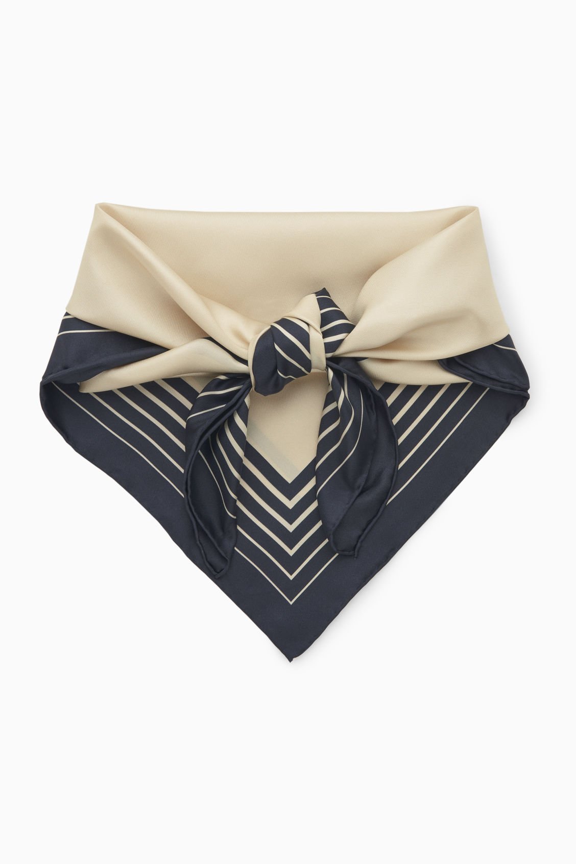 Striped monogram silk scarf creme