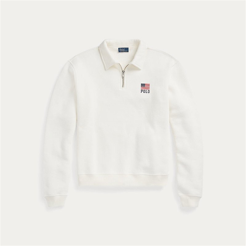 Ralph Lauren Zip Polo Shirt, White