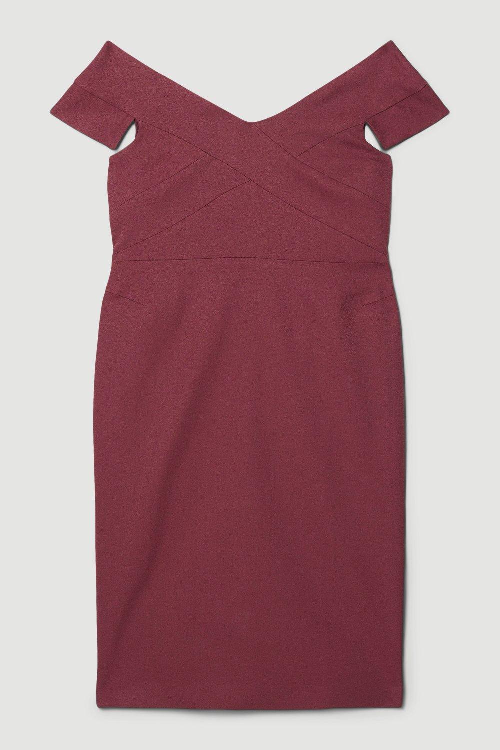 KAREN MILLEN Plus Size Structured Crepe Cross Detail Midi Dress Endource