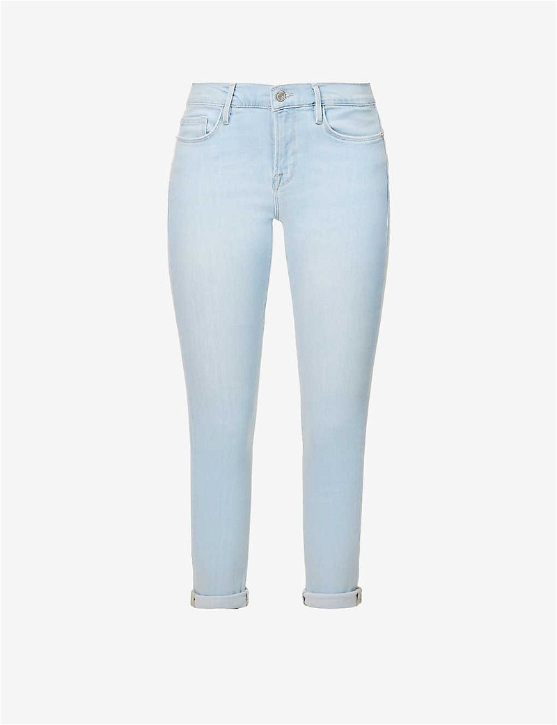 FRAME Le Garcon Tapered-Leg Mid-Rise Stretch-Denim Jeans in Clarity