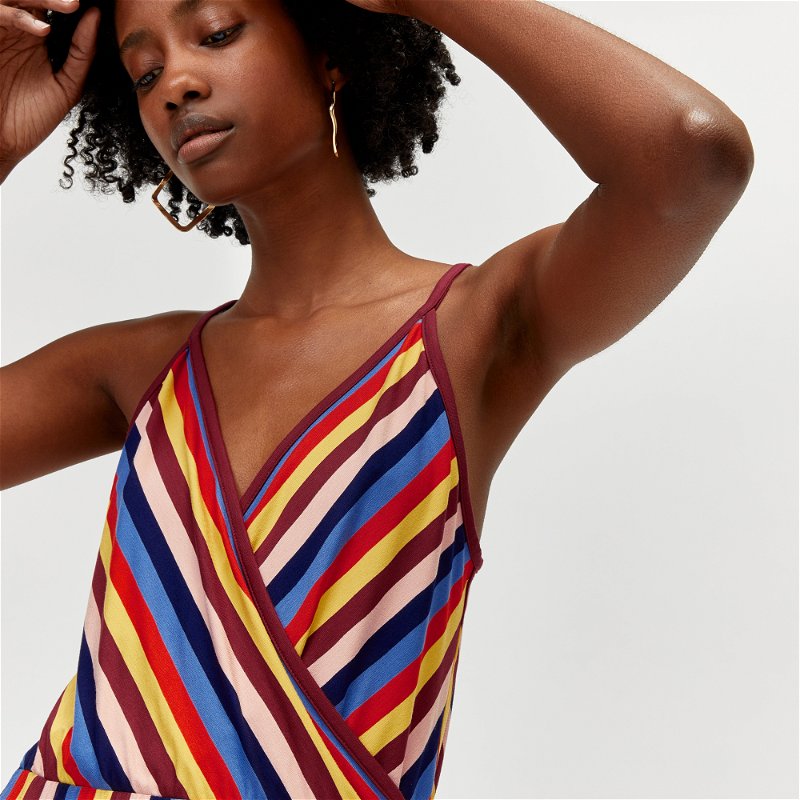 WAREHOUSE Rainbow Stripe Cami Wrap Dress | Endource
