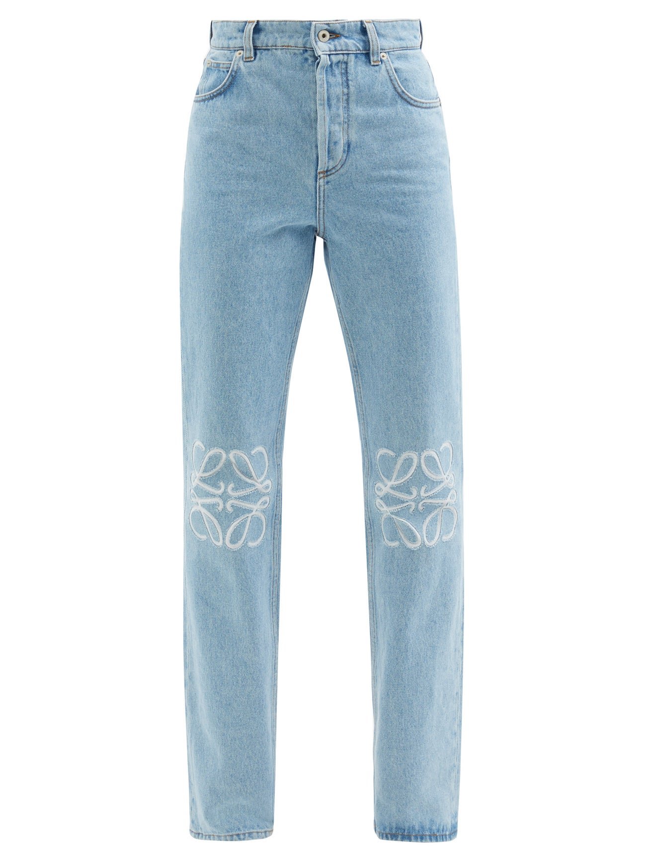 LOEWE Anagram-Embroidered Straight-Leg Jeans in Blue | Endource