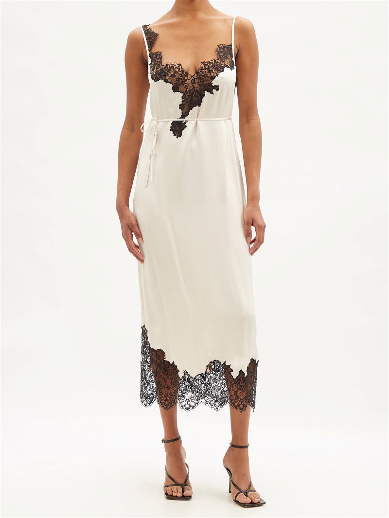 Lace-trim silk-satin slip dress | Raey
